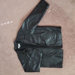 Men's Black Leather Jacket, XL